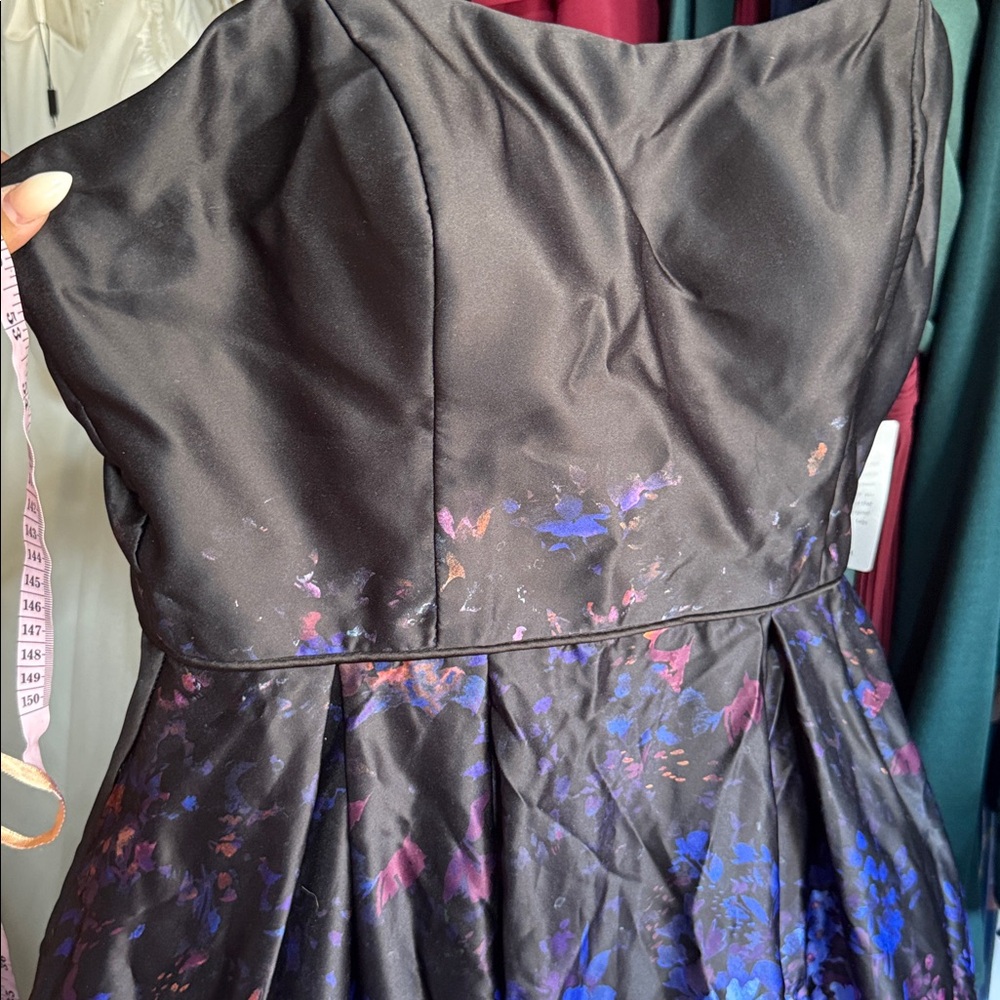 Betsy & Adam Purple Ombré Floral Strapless High Low Ball Gown - Picture 4 of 5